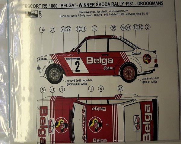 Ford Escort MK. II RS Rallye Skoda 1981 Winner R. Drogmans / A. Geron