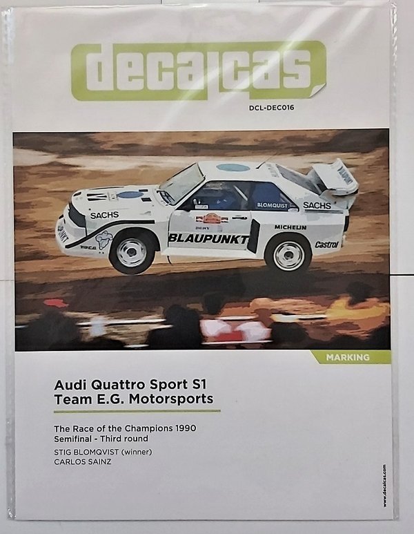 Audi Quattro Sport S1 Team E.G. Motorsport The Race of the Champions 1990 Decals