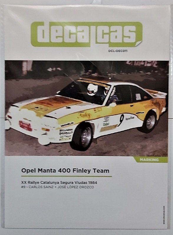 Opel Manta 400 Finley Team XX Rallye Catalunya Segura Viudas 1984 Decals für Belkits Bausatz
