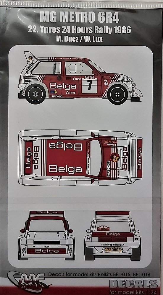 MG Metro 6R4 22. Ypres 24 Hours Rally 1986 M. Duez / W. Lux Decals