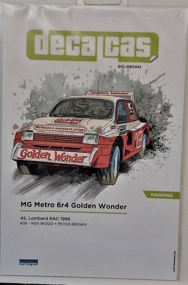 MG Metro 6R4 Golden Wonder 42. Lombard RAC 1986 Decals