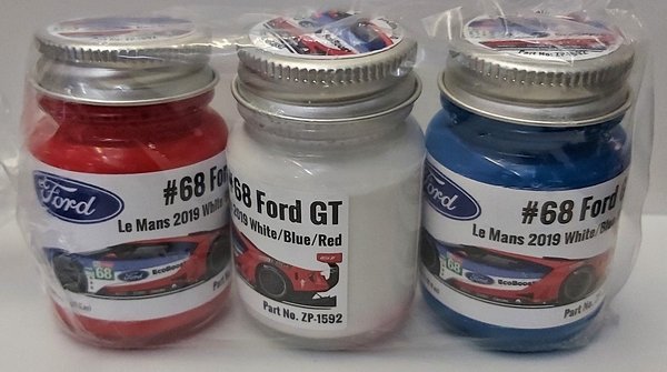 #68 Ford GT Le Mans 2019 White, Blue, Red / Weiß, Blau, Rot, 3 X 30ml.