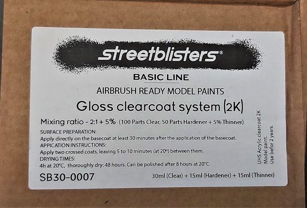 Klarlack glänzend, Gloss Clearcoat system 2k, Klarlack 30ml., Härter 15ml., Verdünner 15ml.